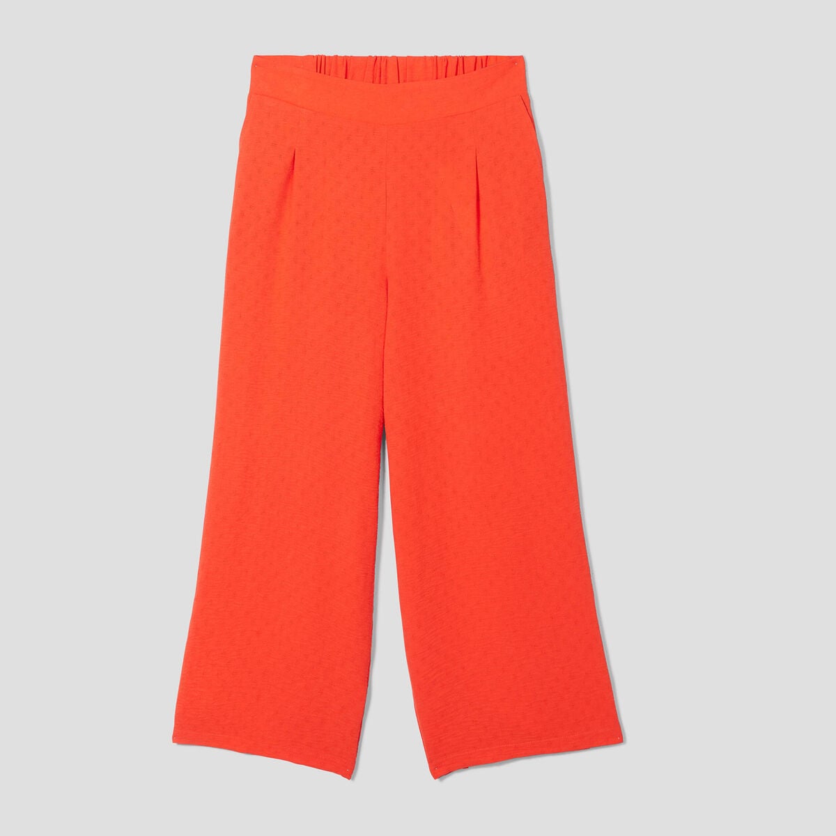 Pantalon large &eacute;lastiqu&eacute; orange femme
