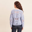 Pull manches longues aspect dentelle bleu ciel femme