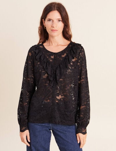 Blouse en dentelle noir femme