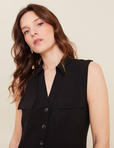 Robe longue évasée noir femme