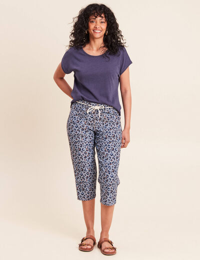 Pantacourt r&eacute;versible boyfriend bleu femme