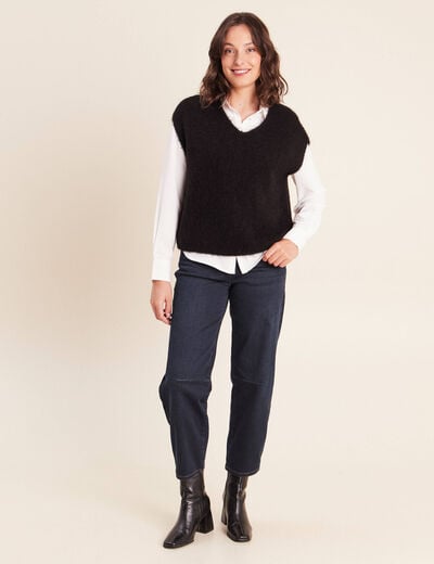 Pull sans manches noir femme