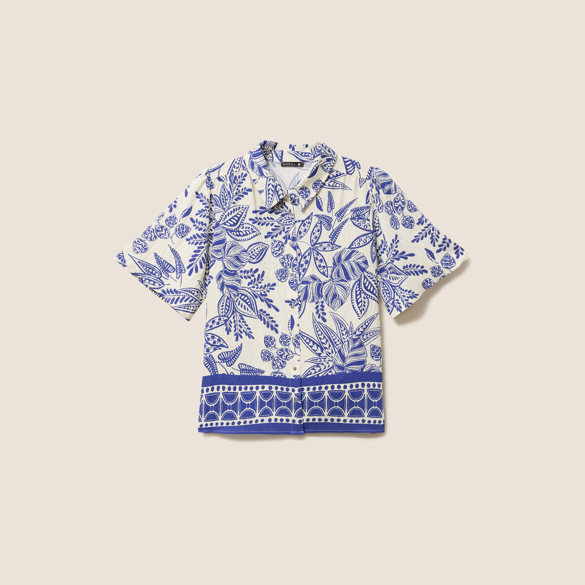 Chemise fluide manches courtes bleu femme