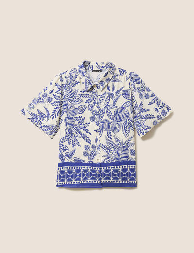 Chemise fluide manches courtes bleu femme