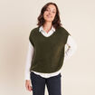 Pull sans manches vert kaki femme