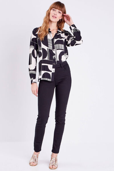 Chemise manches longues noir femme