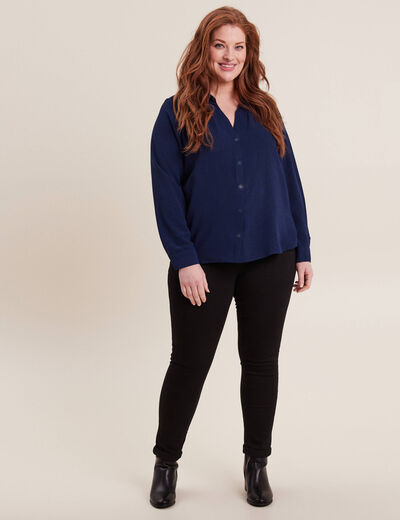 Chemise à manches longues bleu marine femme