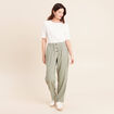 Pantalon large taille haute vert clair femme