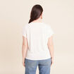 T-shirt col rond manches courtes brod&eacute; ecru femme