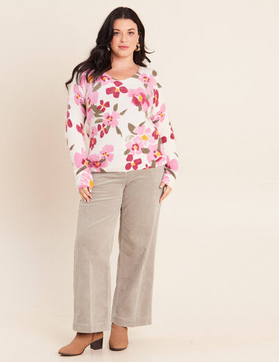 Pull manches longues multicolore femme