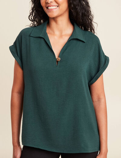 Blouse manches courtes vert foncé femme