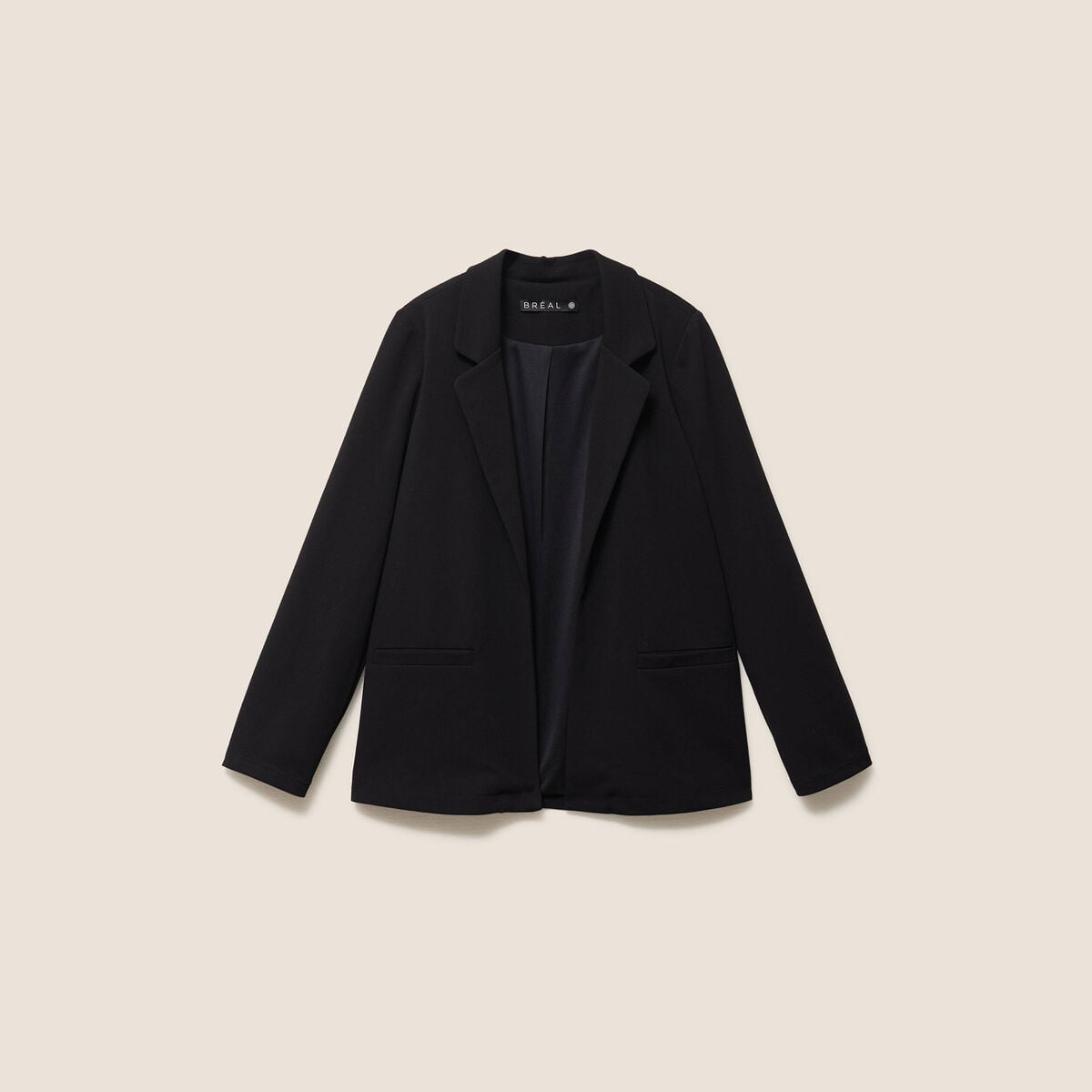 Blazer col tailleur doubl&eacute; noir femme