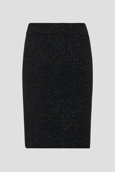Jupe crayon tricotée noir femme