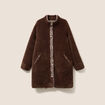 Manteau imprim&eacute; r&eacute;versible marron fonc&eacute; femme