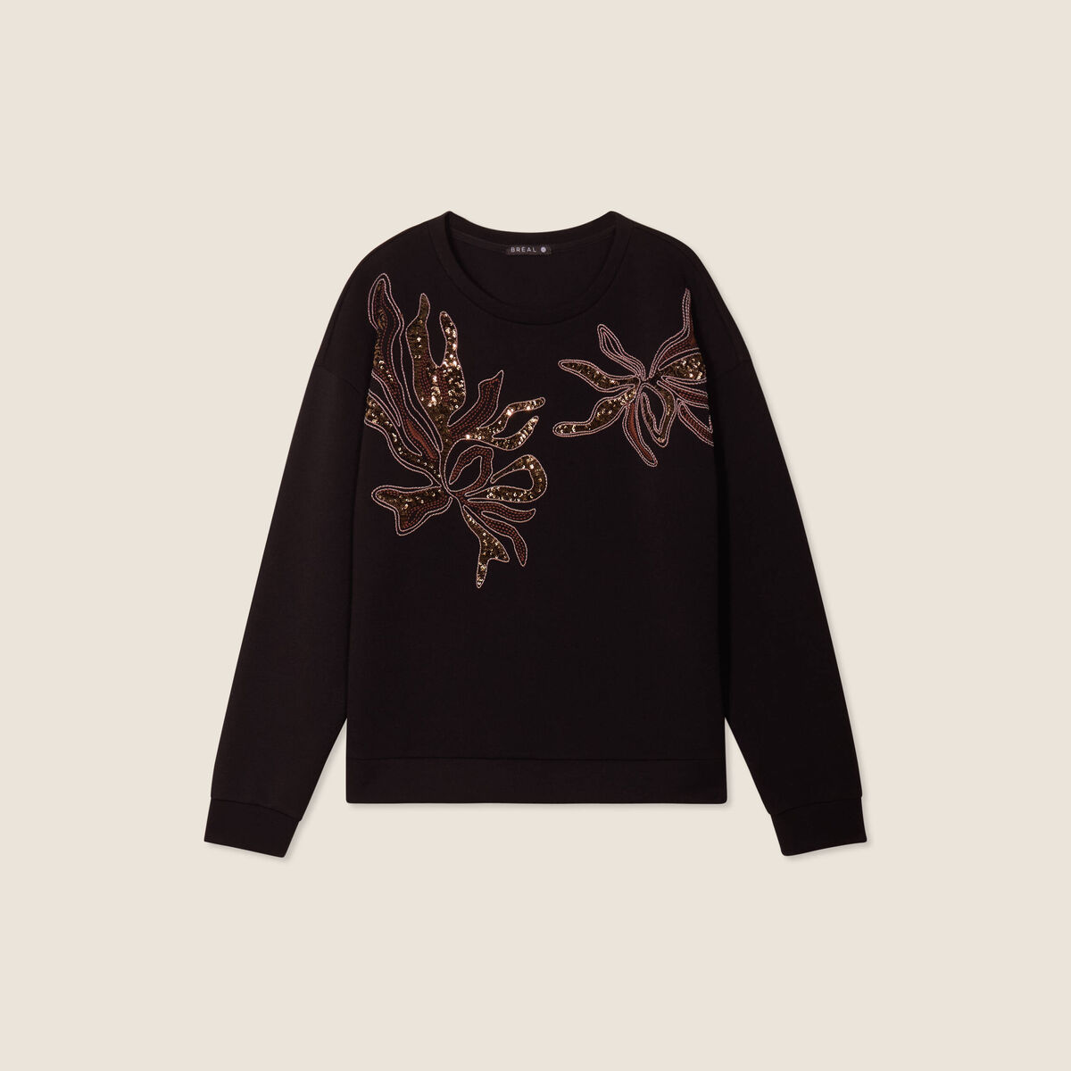 Sweat manches longues sequins noir femme