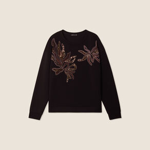 Sweat manches longues sequins noir femme