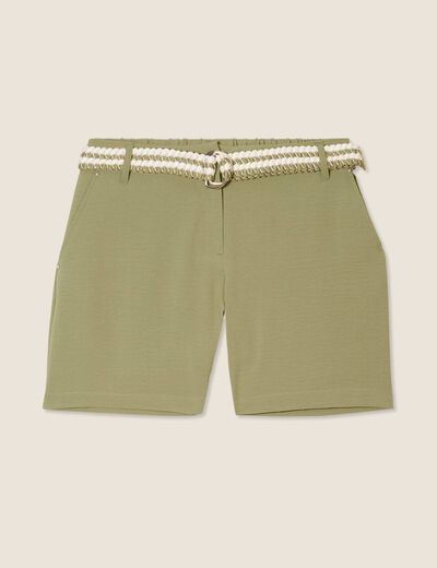 Short fluide taille basse vert kaki femme