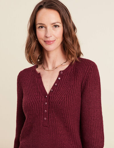 Pull manches longues bordeaux femme