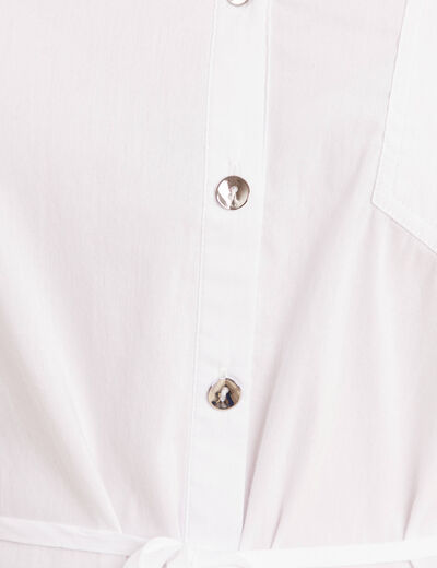 Tunique droite longue col chemise blanc femme