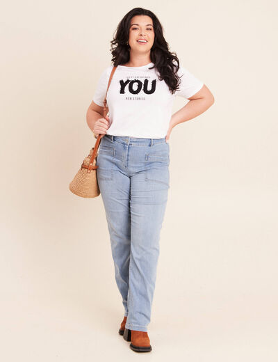 T-shirt col rond blanc femme