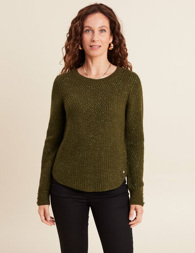 Pull manches longues vert foncé femme