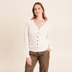 Gilet col v manches longues ecru femme