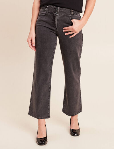 Jean large 7/8&egrave;me denim gris femme