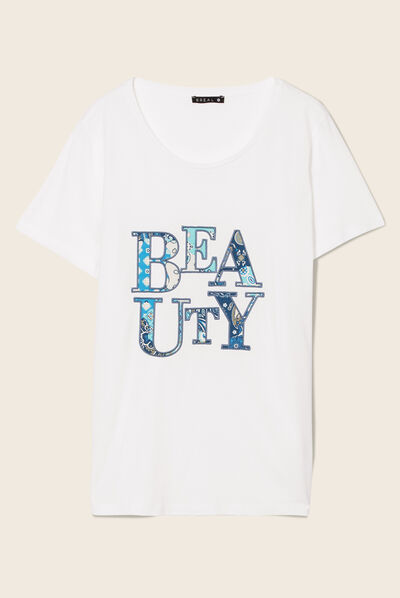 T-shirt manches courtes ecru femme