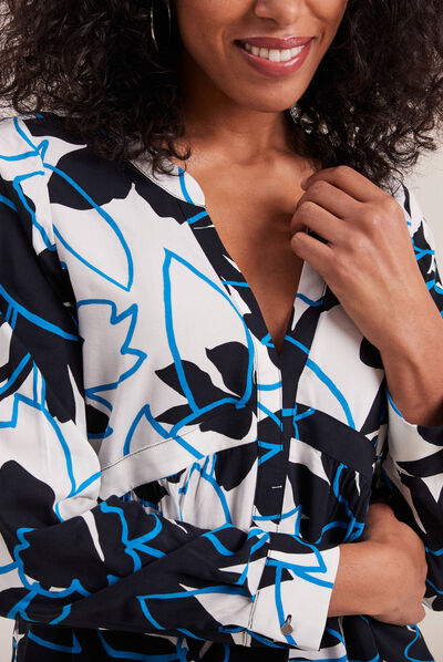 Blouse manches longues bleu electrique femme