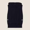Pull sans manches à capuche bleu foncé femme