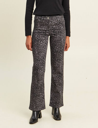 Pantalon bootcut taille bascul&eacute;e gris ardoise femme