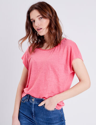 T-shirt manches courtes rose fushia femme