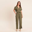 Chemise ample courte manches courtes vert kaki femme