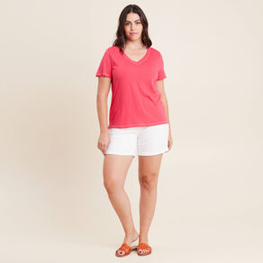 T-shirt manches courtes rose framboise femme