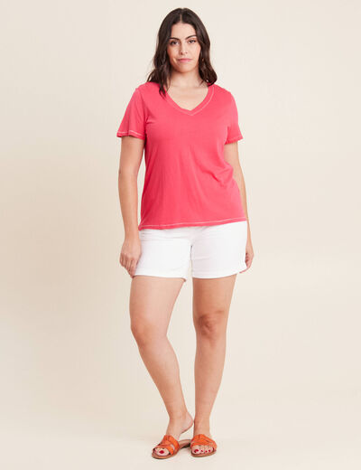 T-shirt manches courtes rose framboise femme