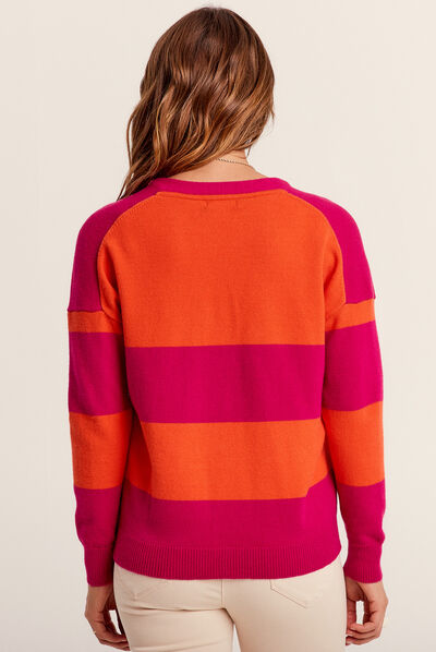 Pull manches longues orange fluo femme