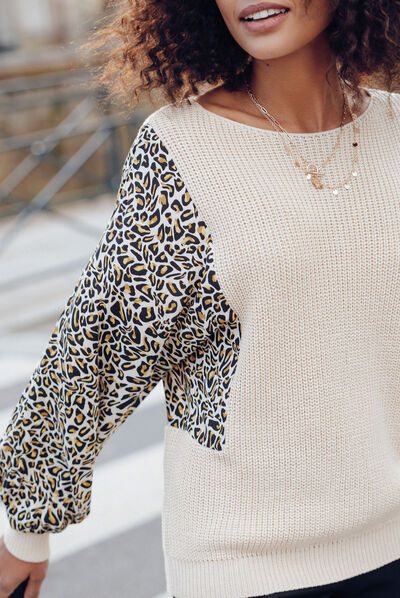 Pull manches longues beige femme
