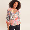 Blouse cintr&eacute;e col v manches 3/4 multicolore femme