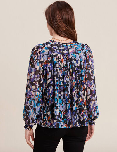 Blouse manches longues bleu femme