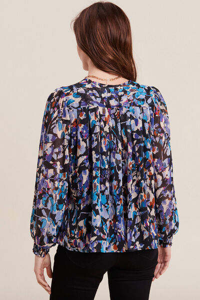 Blouse manches longues bleu femme