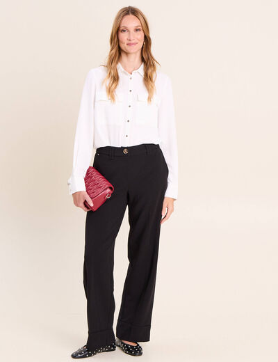 Pantalon taille haute fluide noir femme