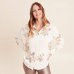 Chemise &agrave; sequins manches longues ecru femme