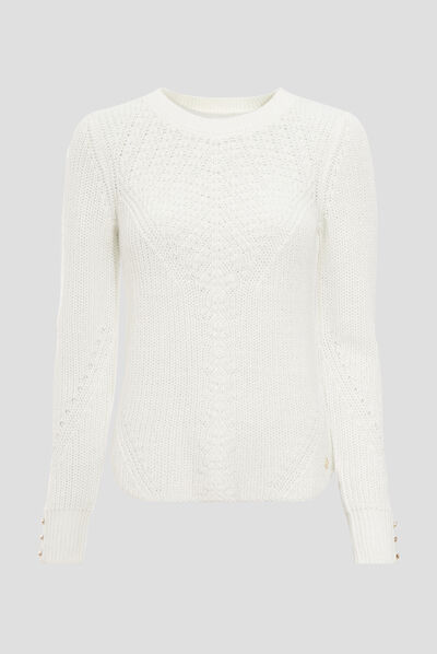 Pull manches longues ecru femme
