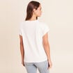 T-shirt col rond manches courtes ecru femme