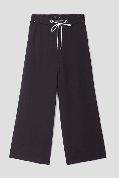 Pantalon large fluide noir femme