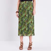 Jupe longue droite plissée vert femme