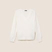 Pull col v manches longues ecru femme