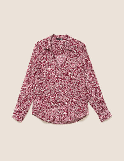 Chemise cintr&eacute;e manches longues bordeaux femme