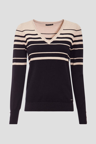 Pull manches longues noir femme