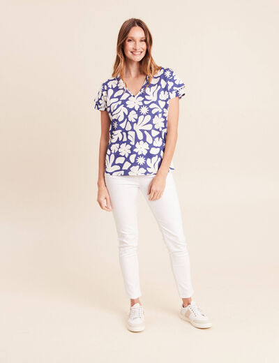 T-shirt manches courtes bleu femme